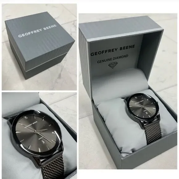 New In Box Geoffrey Beene Gunmetal Mens Watch - Picture 2 of 9